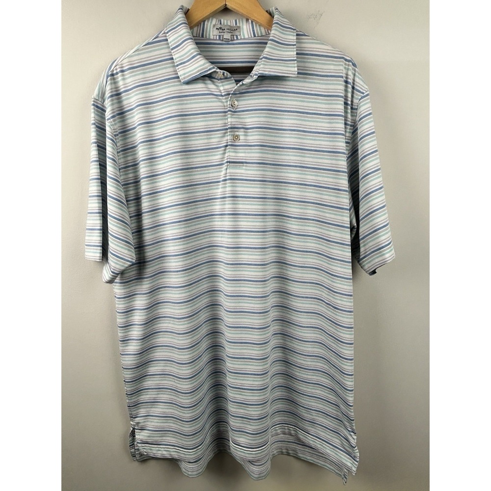 Peter Millar Mens XL Multi Colored Striped Summer Comfort Golf Polo MS19EK28S